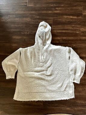 Lou & Grey Silver-Grey Metallic Hooded Sweater